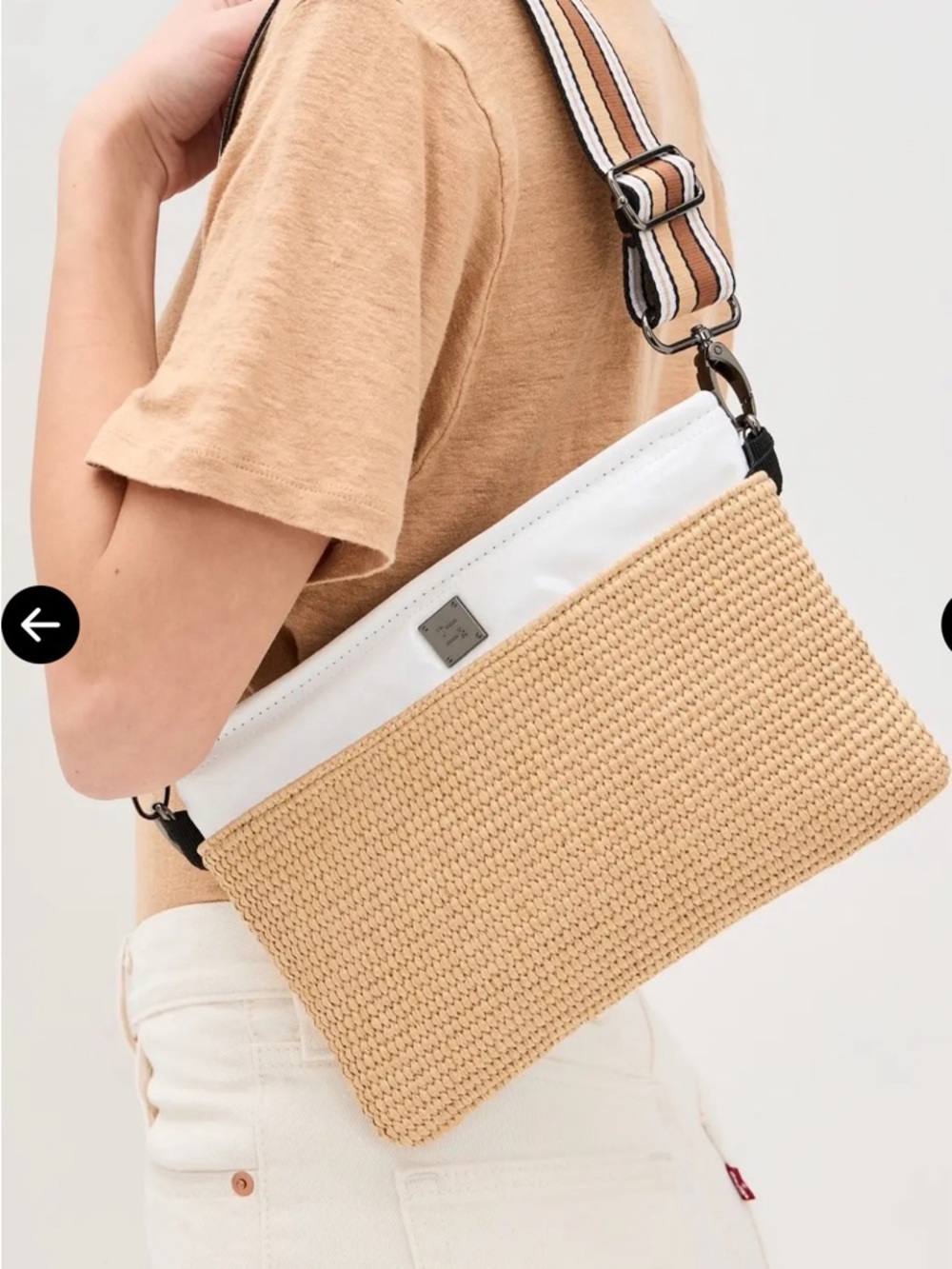 THINK ROYLN Yacht Bum Bag 2.0 in Dune Raffia/White Patent